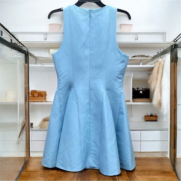 NWT New Halston Heritage Tiffany Blue Sleeveless Cutout Pleated Dress. 8 - Picture 2 of 5